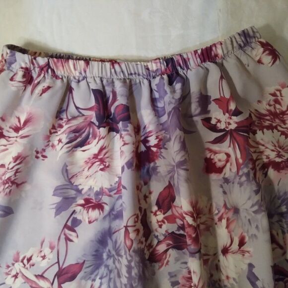 Vintage Floral Pattern Polyester Skirt - Picture 3 of 10